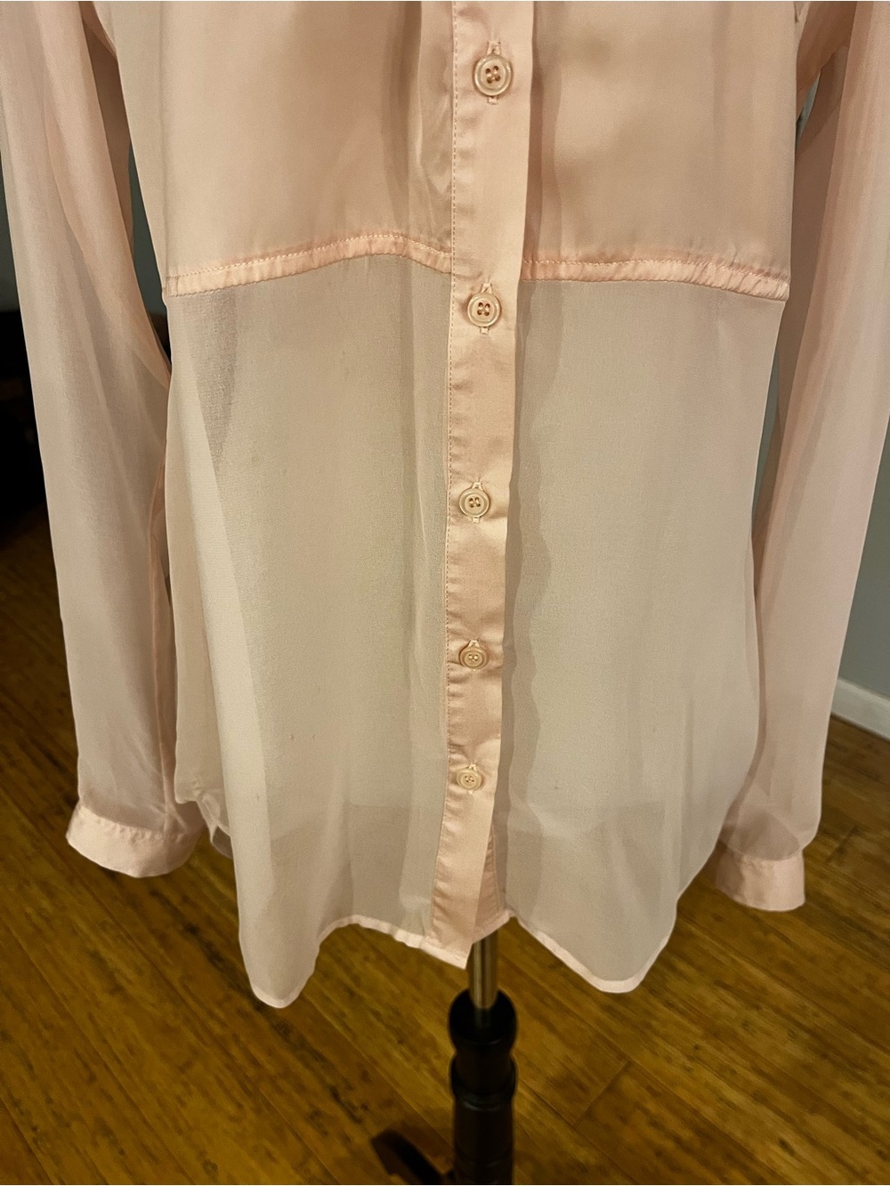 Free People ptp 19 Pink Sheer Button-Down Blouse - Picture 3 of 7